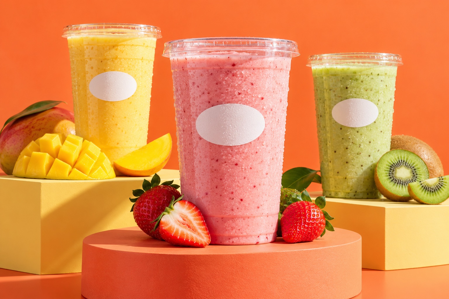 フルーツを添えたスムージーのブランドイメージ