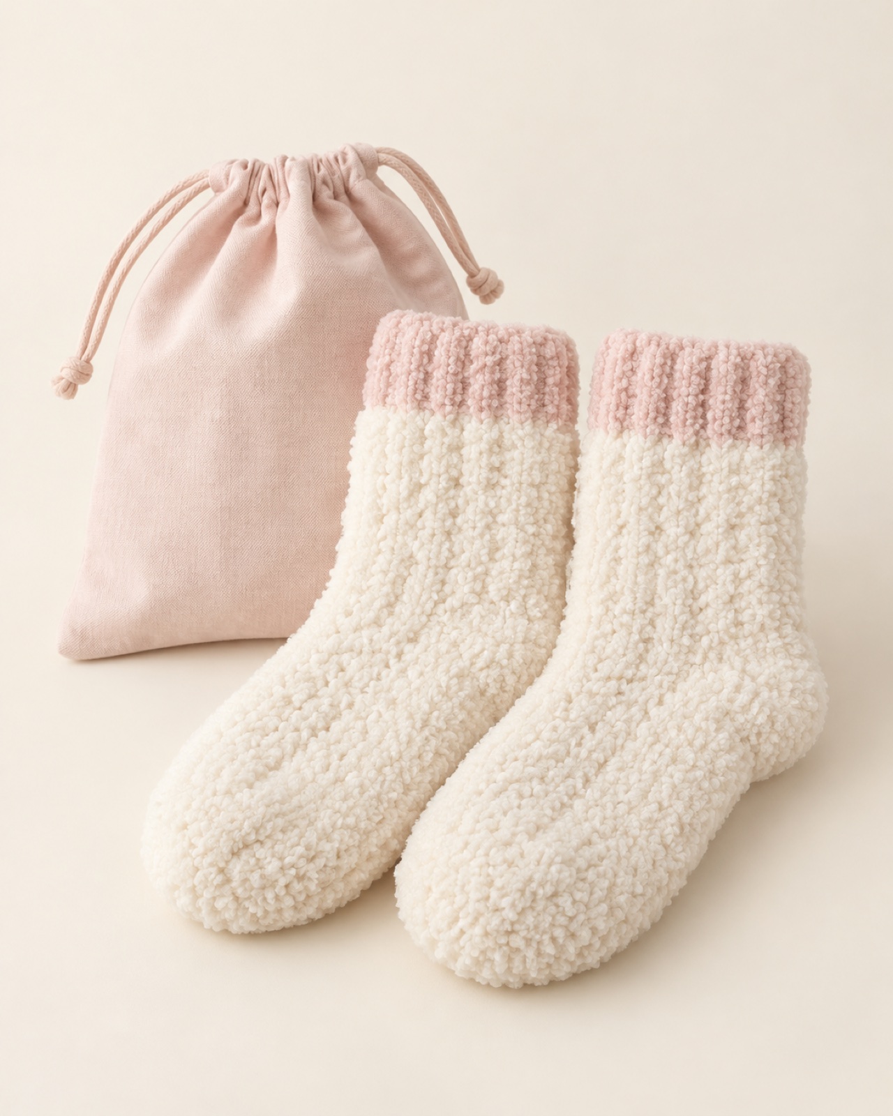 巾着付きのふわふわソックスギフト
